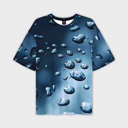 Мужская футболка оверсайз Капли воды на матовом стекле - текстура