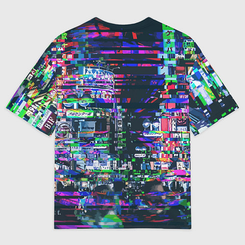 Мужская футболка оверсайз Злой клоун на фоне городской рекламы / 3D-принт – фото 2