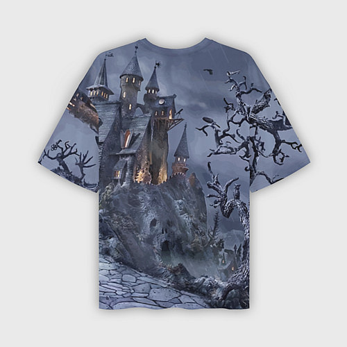 Мужская футболка оверсайз Старый заброшенный замок - Halloween / 3D-принт – фото 2