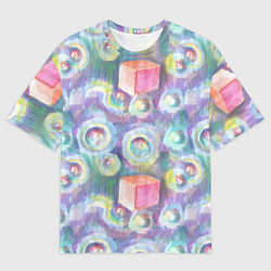 Мужская футболка оверсайз Будь кубиком среди пузырей