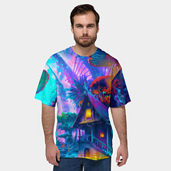 Футболка оверсайз мужская Неоновая страна, цвет: 3D-принт — фото 2