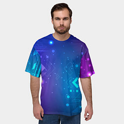 Футболка оверсайз мужская Абстракция геометрия неон, цвет: 3D-принт — фото 2