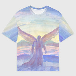Футболка оверсайз мужская Архангел в облаках акварель, цвет: 3D-принт