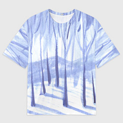 Футболка оверсайз мужская Зимний лес акварель, цвет: 3D-принт