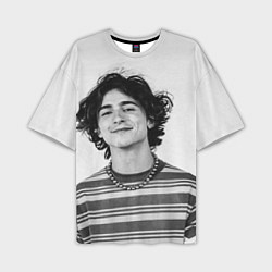 Мужская футболка оверсайз Timothee Chalamet black white photo