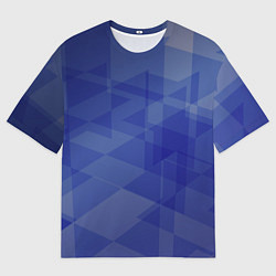 Футболка оверсайз мужская Абстрактные синие прямоугольные фигуры, цвет: 3D-принт