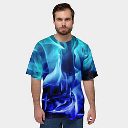 Футболка оверсайз мужская Огненный неоновый градиент, цвет: 3D-принт — фото 2