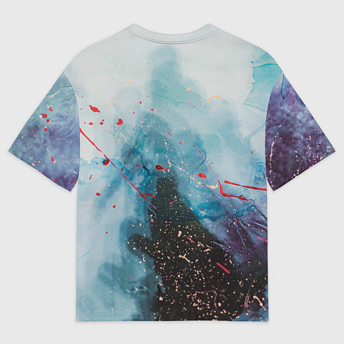 Мужская футболка оверсайз Голубой абстрактны туман и краски / 3D-принт – фото 2