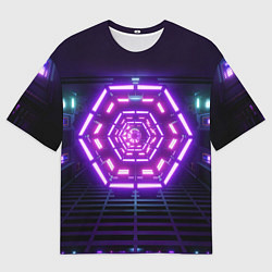 Мужская футболка оверсайз Неоновый вход в портал