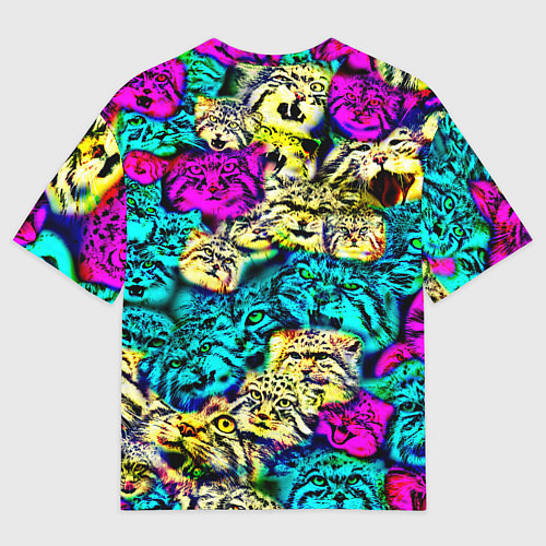 Мужская футболка оверсайз Психоделические манулы / 3D-принт – фото 2