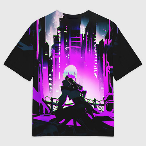 Мужская футболка оверсайз Люси из аниме Cyberpunk Edgerunners / 3D-принт – фото 2