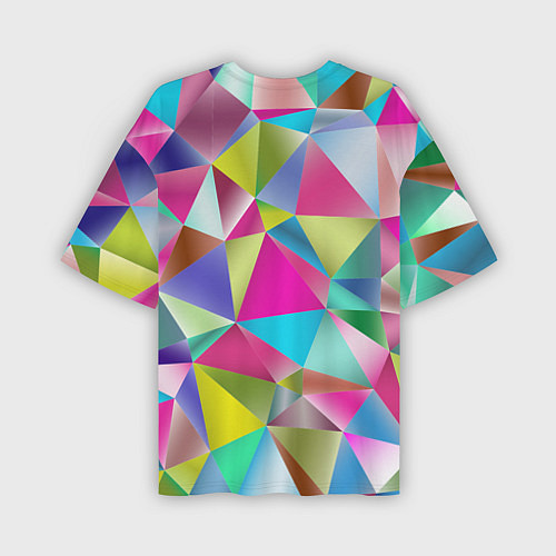 Мужская футболка оверсайз Радужные трехмерные треугольники / 3D-принт – фото 2