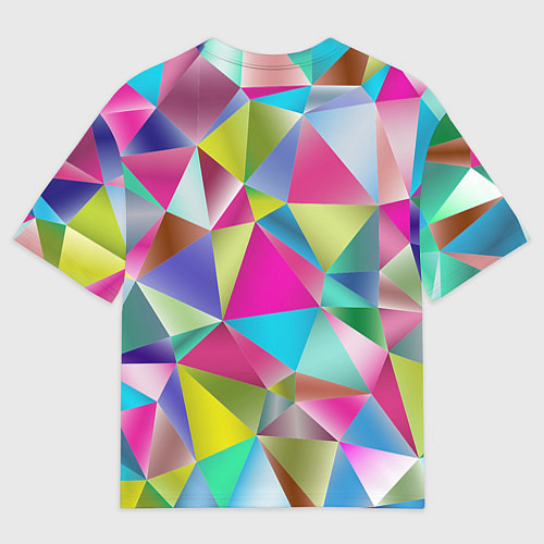 Мужская футболка оверсайз Радужные трехмерные треугольники / 3D-принт – фото 2