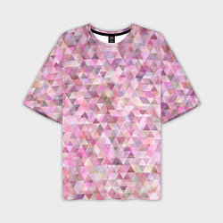Мужская футболка оверсайз Абстрактное множество розовых и фиолетовых треугол