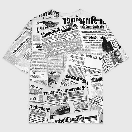 Мужская футболка оверсайз Газетный коллаж / 3D-принт – фото 2