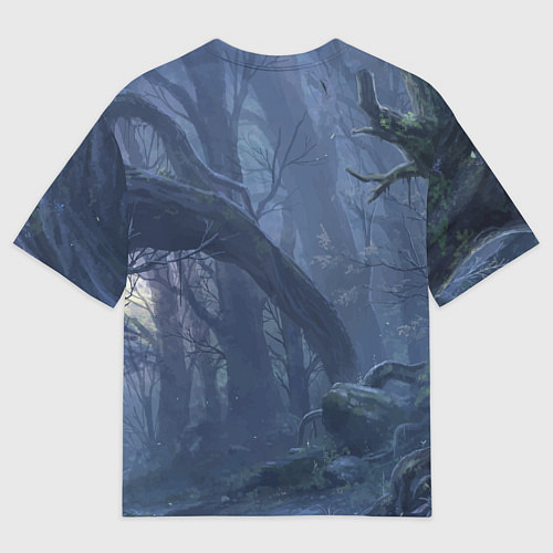 Мужская футболка оверсайз Ведьма малолетка в тёмном лесу с дракончиком / 3D-принт – фото 2