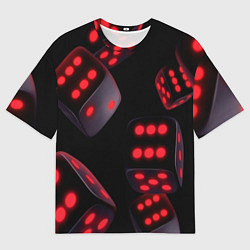 Мужская футболка оверсайз Игральные кости на черном фоне