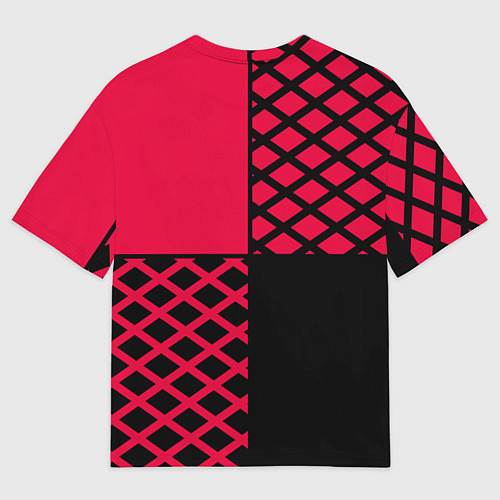 Мужская футболка оверсайз Черно-красный геометрический узор / 3D-принт – фото 2