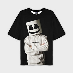 Мужская футболка оверсайз Marshmello на чёрном фоне