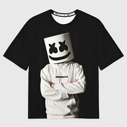 Мужская футболка оверсайз Marshmello на чёрном фоне
