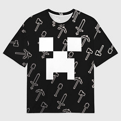 Мужская футболка оверсайз Майкрафт паттерн - Криппер