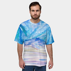 Футболка оверсайз мужская Заснеженный пейзаж акварель, цвет: 3D-принт — фото 2
