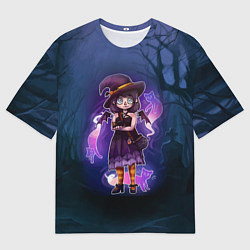 Мужская футболка оверсайз Ведьма-малолетка с котами - Halloween