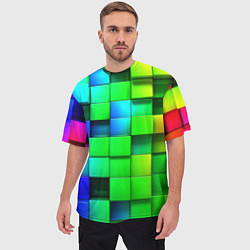 Футболка оверсайз мужская Цветные неоновые кубы, цвет: 3D-принт — фото 2