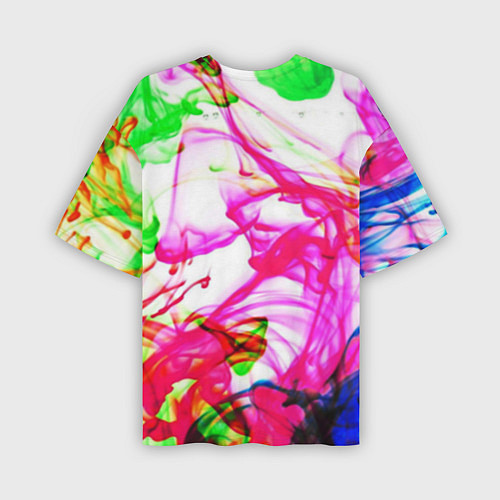 Мужская футболка оверсайз Неоновые краски в воде / 3D-принт – фото 2