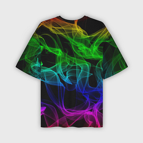 Мужская футболка оверсайз Разноцветный неоновый дым / 3D-принт – фото 2