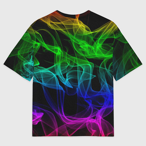 Мужская футболка оверсайз Разноцветный неоновый дым / 3D-принт – фото 2