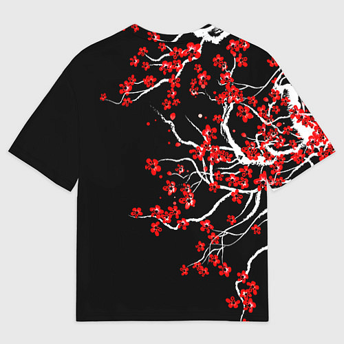 Мужская футболка оверсайз Сакура в цвету / 3D-принт – фото 2