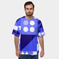 Футболка оверсайз мужская Геометрические синие, фиолетовые и белые фигуры, цвет: 3D-принт — фото 2