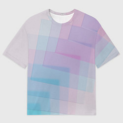 Мужская футболка оверсайз Абстрактное множество розовых и голубых стёкол