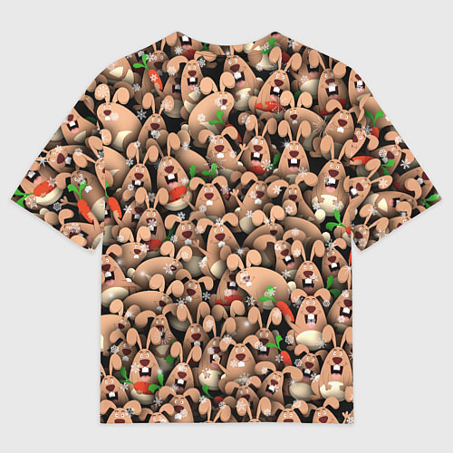 Мужская футболка оверсайз Новогодние зайцы / 3D-принт – фото 2