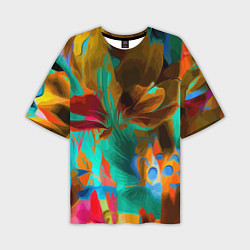 Мужская футболка оверсайз Растительная абстрактная композиция