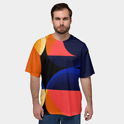 Футболка оверсайз мужская Абстрактные круги и полупрозрачные фигуры, цвет: 3D-принт — фото 2