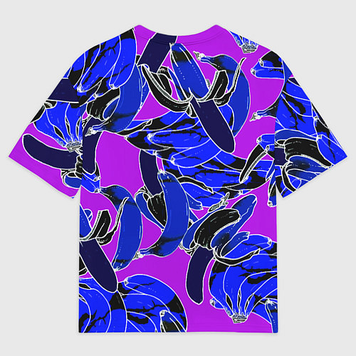 Мужская футболка оверсайз Редкие чёрные бананы на розовом фоне / 3D-принт – фото 2