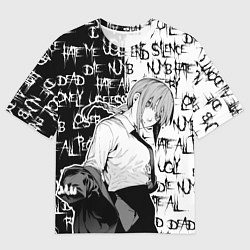 Футболка оверсайз мужская Макима - Надписи - черно-белый, цвет: 3D-принт