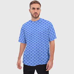 Футболка оверсайз мужская Синий геометрический узор текстура, цвет: 3D-принт — фото 2