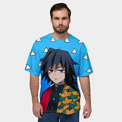 Футболка оверсайз мужская Гию Томиока: Мем - Градиент, цвет: 3D-принт — фото 2