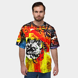 Футболка оверсайз мужская Волк и огонь, цвет: 3D-принт — фото 2