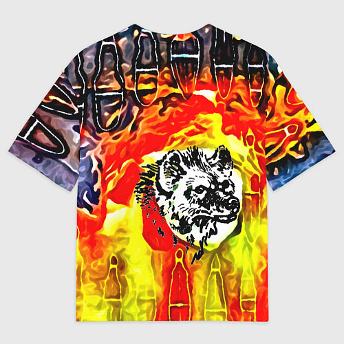 Мужская футболка оверсайз Волк и огонь / 3D-принт – фото 2