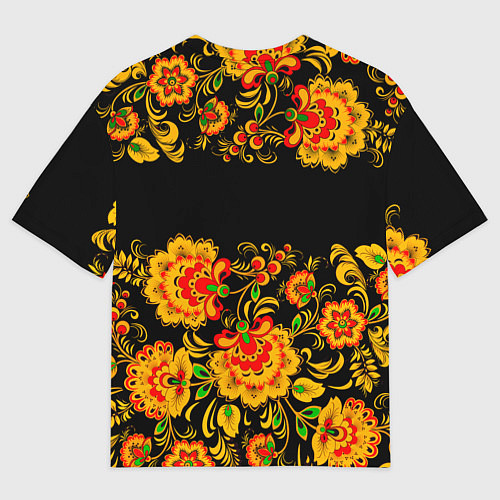 Мужская футболка оверсайз РОССИЯ роспись хохлома / 3D-принт – фото 2