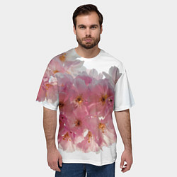 Футболка оверсайз мужская Нежно розовая сакура, цвет: 3D-принт — фото 2