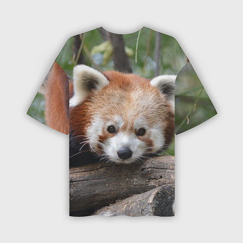 Мужская футболка оверсайз Красная панда / 3D-принт – фото 2