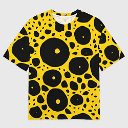 Мужская футболка оверсайз Черные пятна на желтом фоне