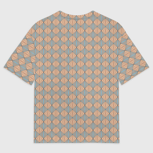 Мужская футболка оверсайз Голубые и бежевые квадраты / 3D-принт – фото 2