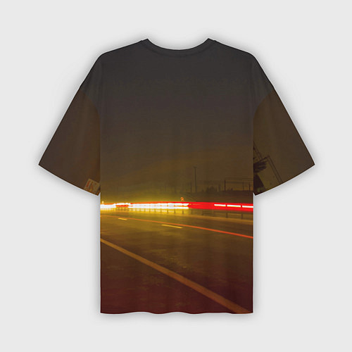 Мужская футболка оверсайз Bugatti на ночной дороге / 3D-принт – фото 2
