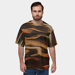 Футболка оверсайз мужская Тёмно-золотые нановолны, цвет: 3D-принт — фото 2